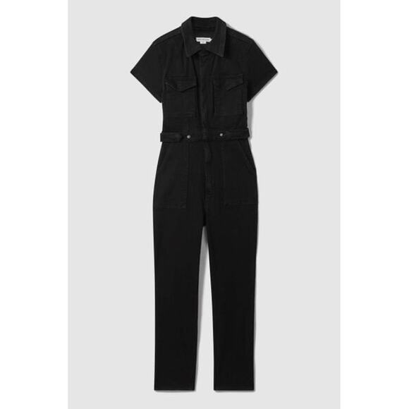 GOOD AMERICAN Women's Good Black Good Denim Jumpsuit size L - Picture 4 of 13